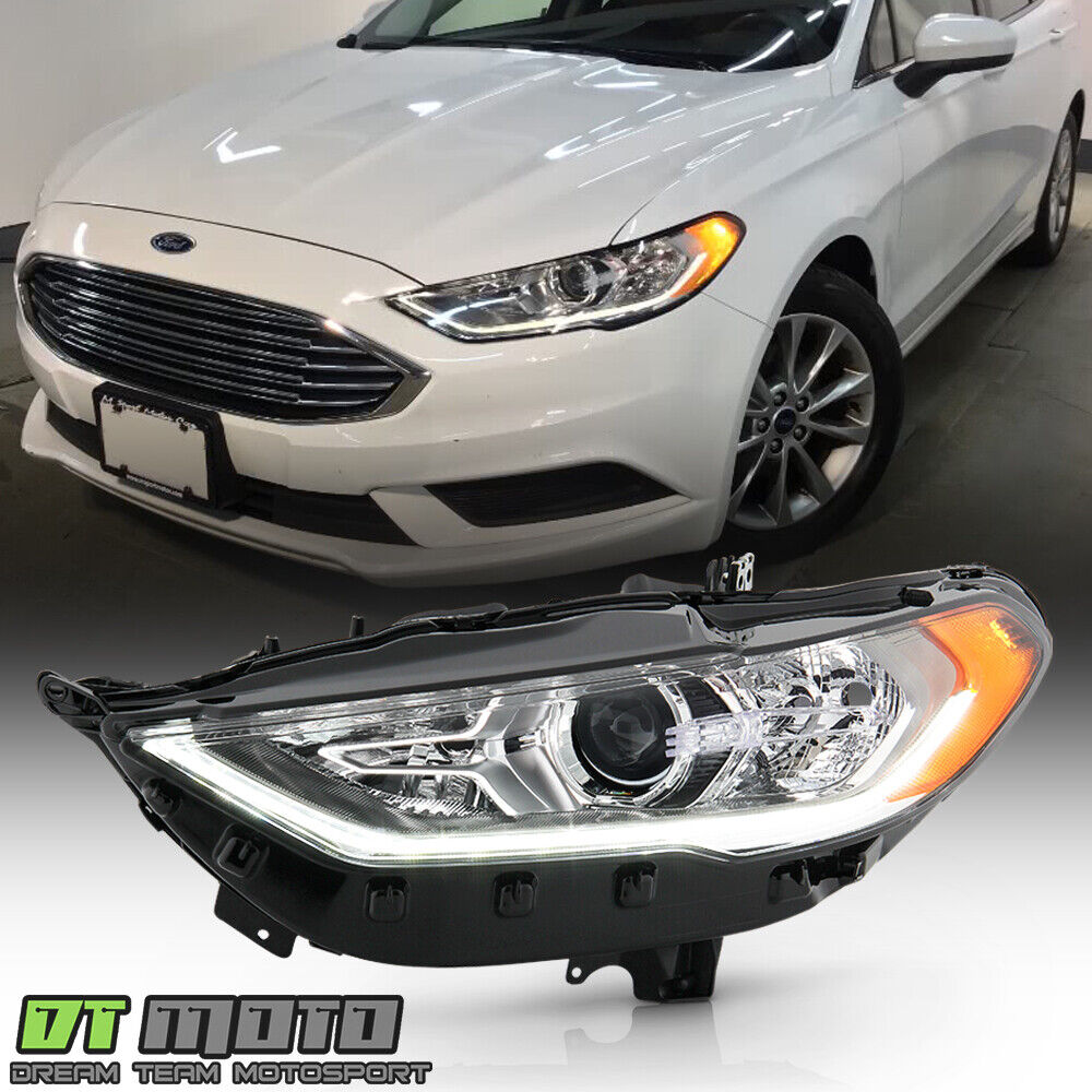 2017-2020 Ford Fusion Halogen w/ LED DRL Projector Headlight Headlamp - Driver