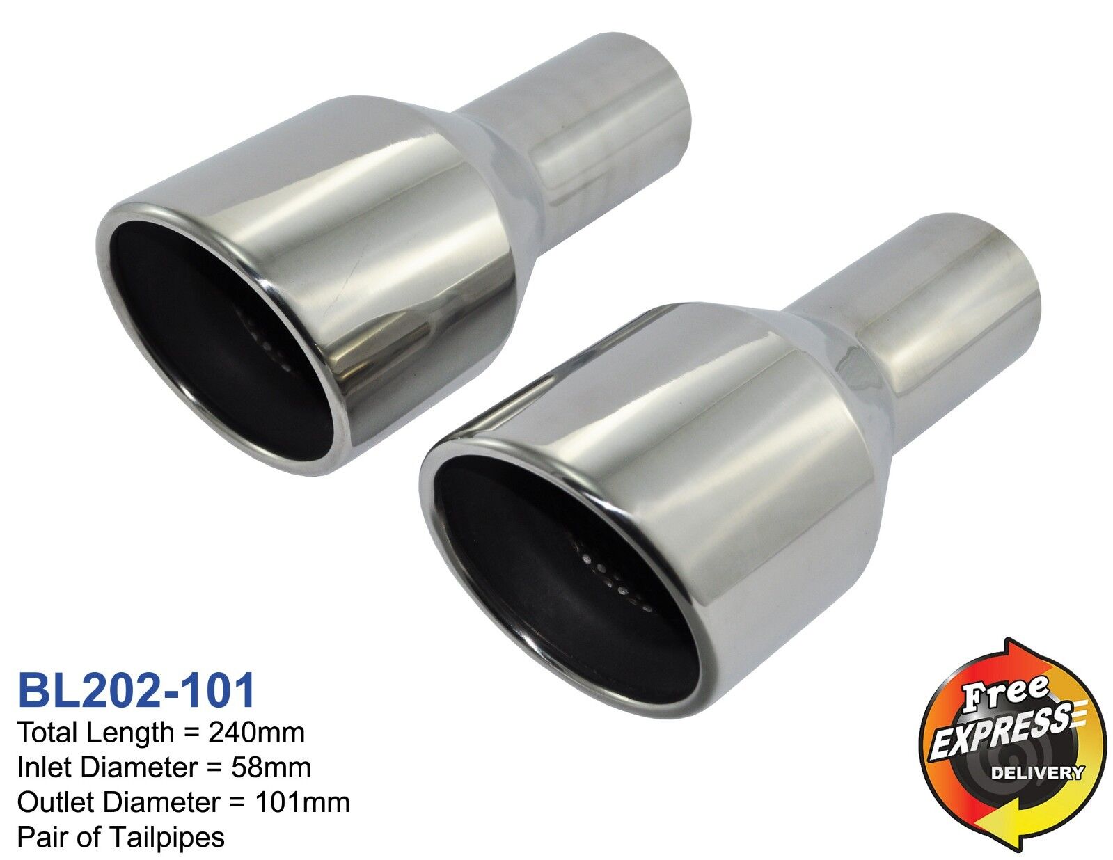 Exhaust tailpipes tips s/steel for VW Golf R32 R20 Audi A4 A5 A6 A7 A8 TT 101mm