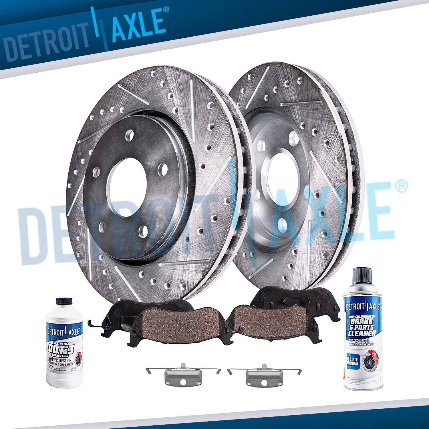 Front Drilled Brake Rotors + Ceramic Pads for 2008 - 2010 BMW 535i xDrive 535xi