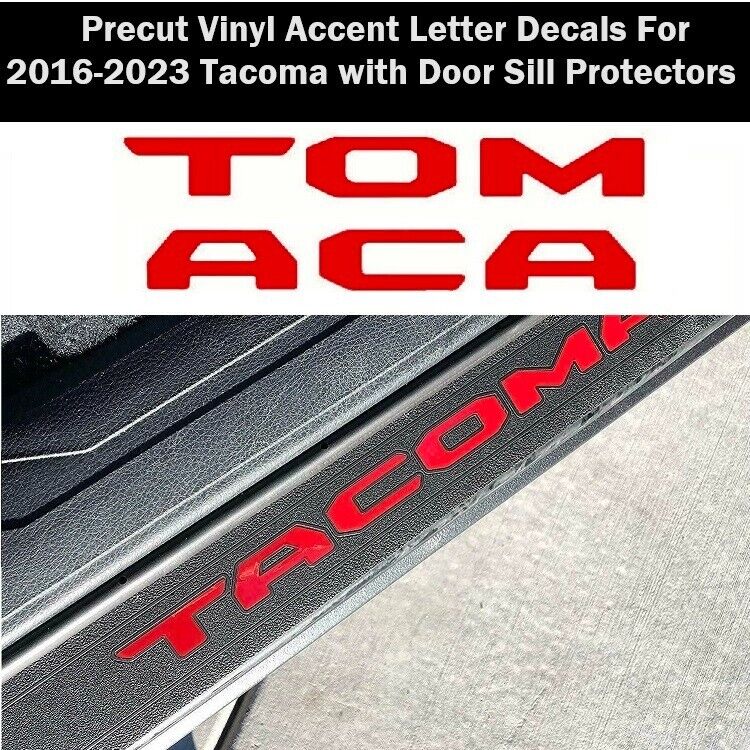 RED Precut Vinyl Letter Decals for 2016-2023 Tacoma Front Door Sill Protectors