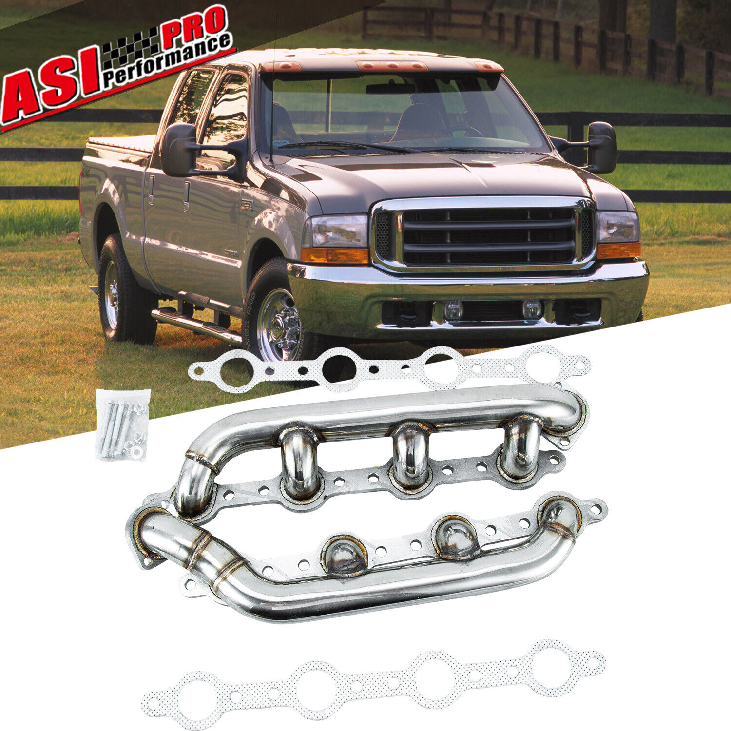 Stainless Steel Headers Manifolds FOR 99-03 Ford F250/F350/F450 Powerstroke 7.3L