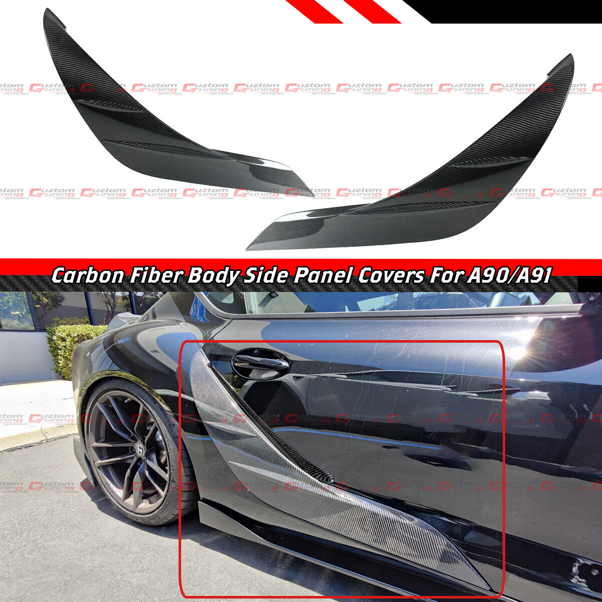 For 2019-2024 Toyota GR Supra A90 A91 Carbon Fiber Door Panel Garnish Trim Cover