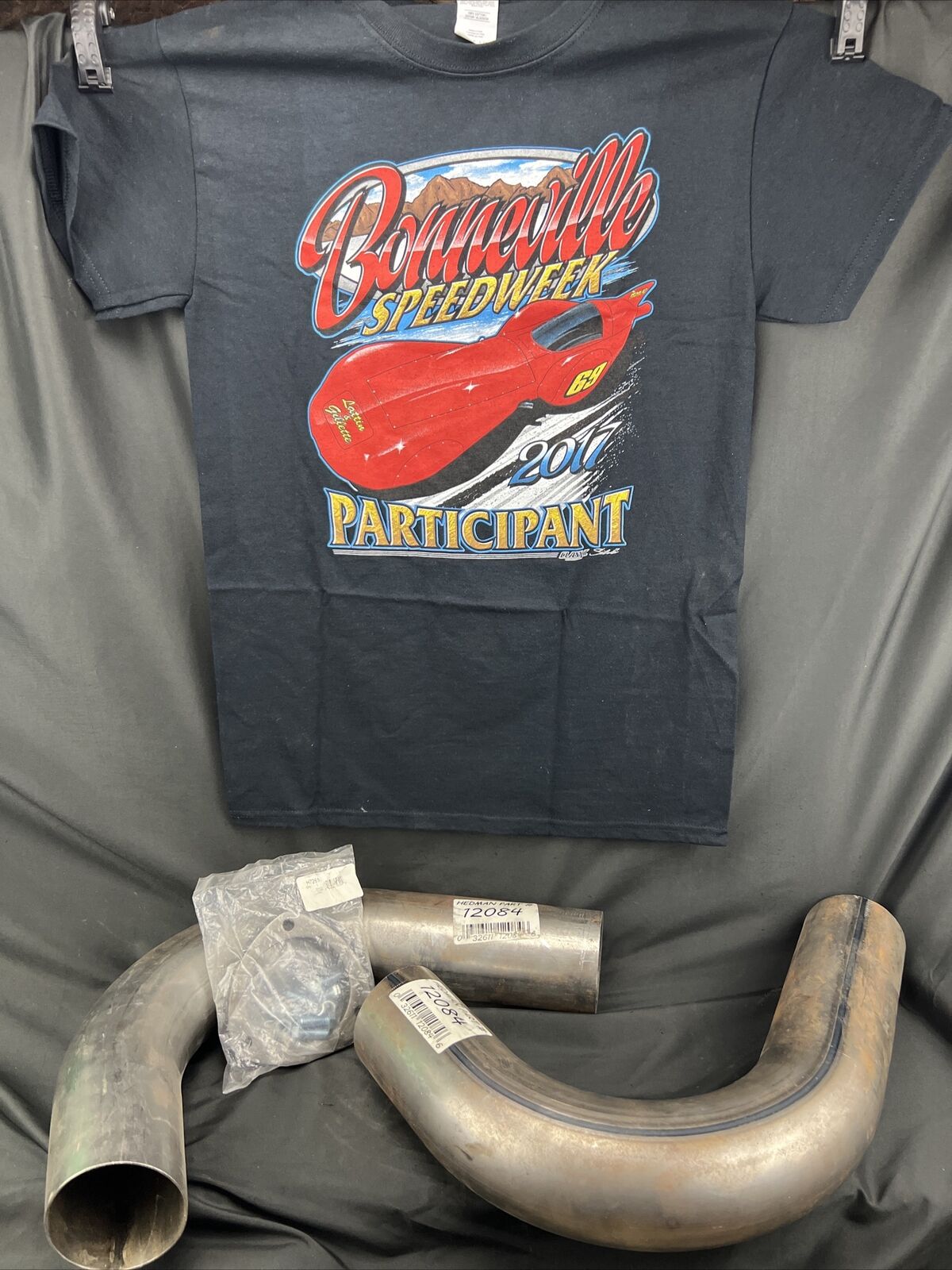 Headman 120 Degree Mandrel Bend Exhaust + Patriot Flange Kit #H7261 Free Tshirt