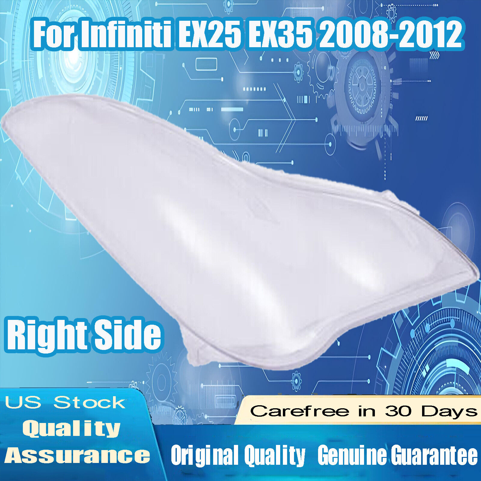 Right Side Headlight Headlamp Lens Cover For Infiniti EX25 EX35 2008-2012 RH US