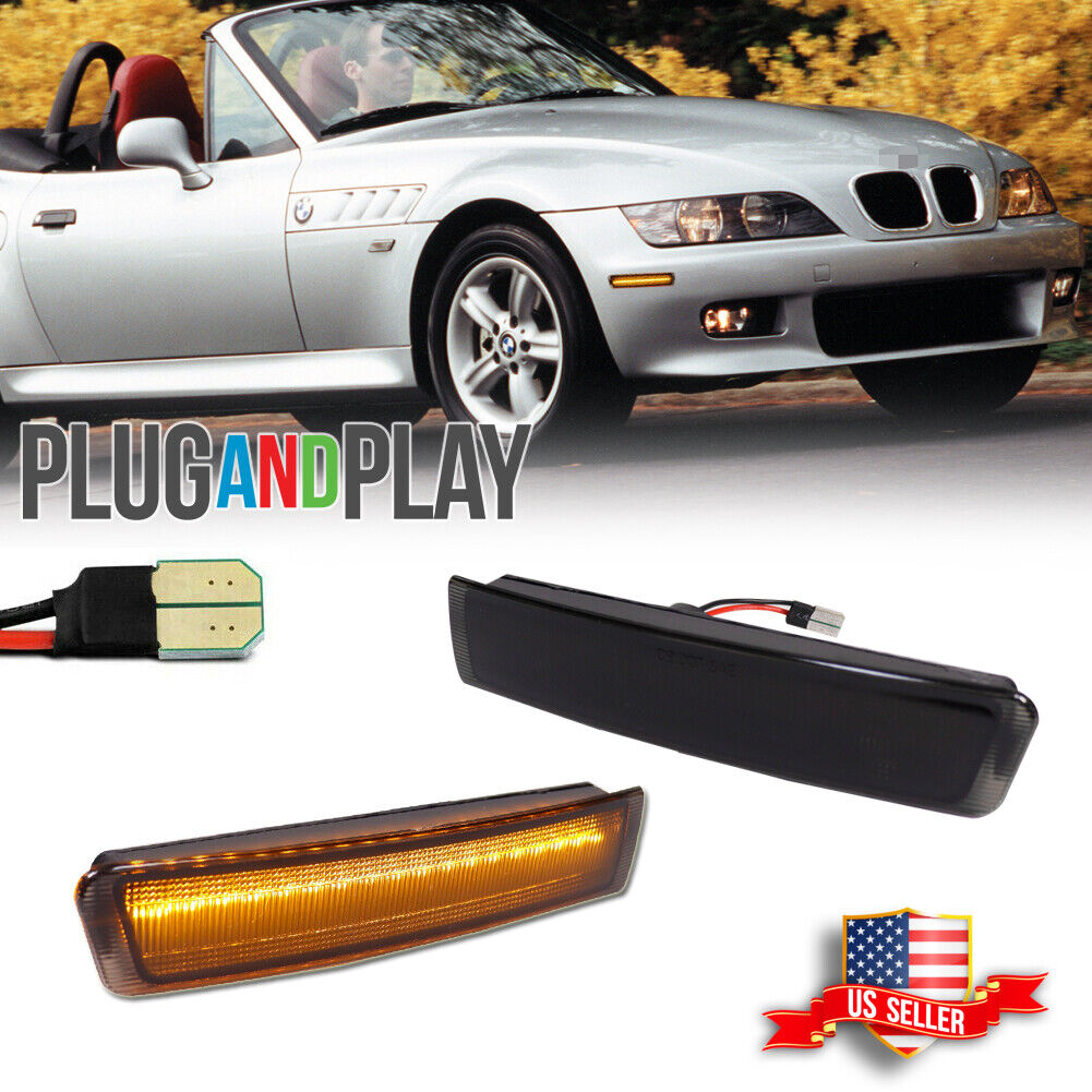 Smoked Amber LED Front Side Marker Lights For 1996-2002 BMW Z3 M Coupe Roadster