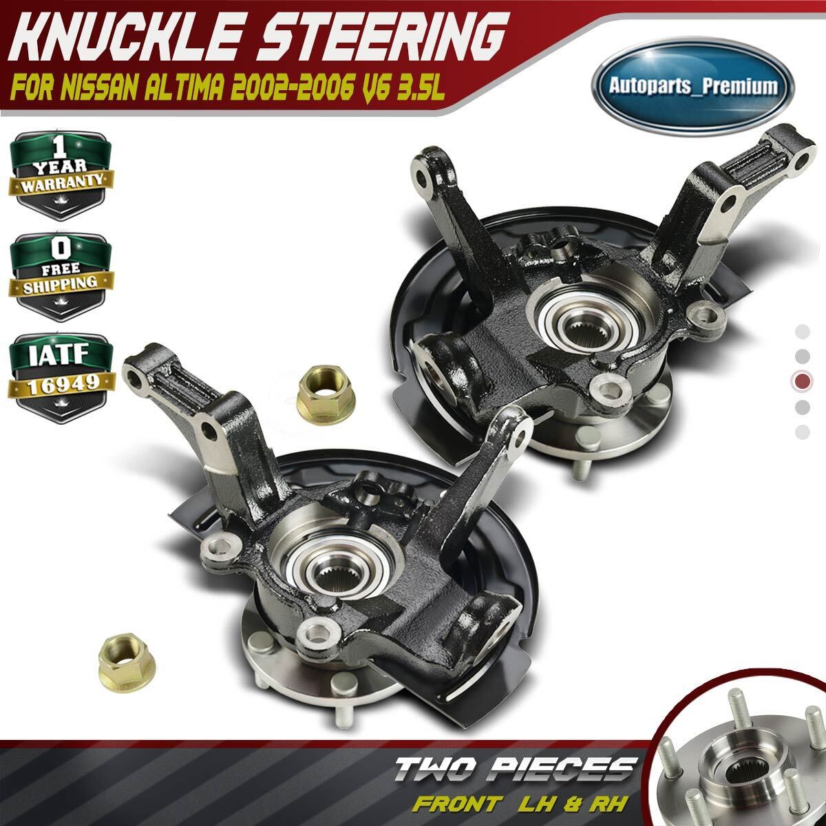 2x Front LH&RH Steering Knuckle & Wheel Hub Bearing Assembly for Nissan Altima