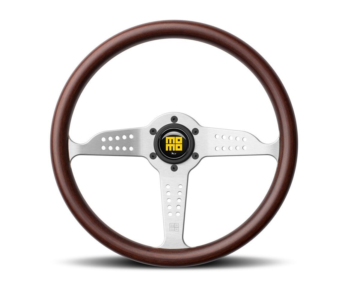 MOMO Grand Prix Steering Wheel Mahogany Wood Silver Spoke GRA35WD0B 