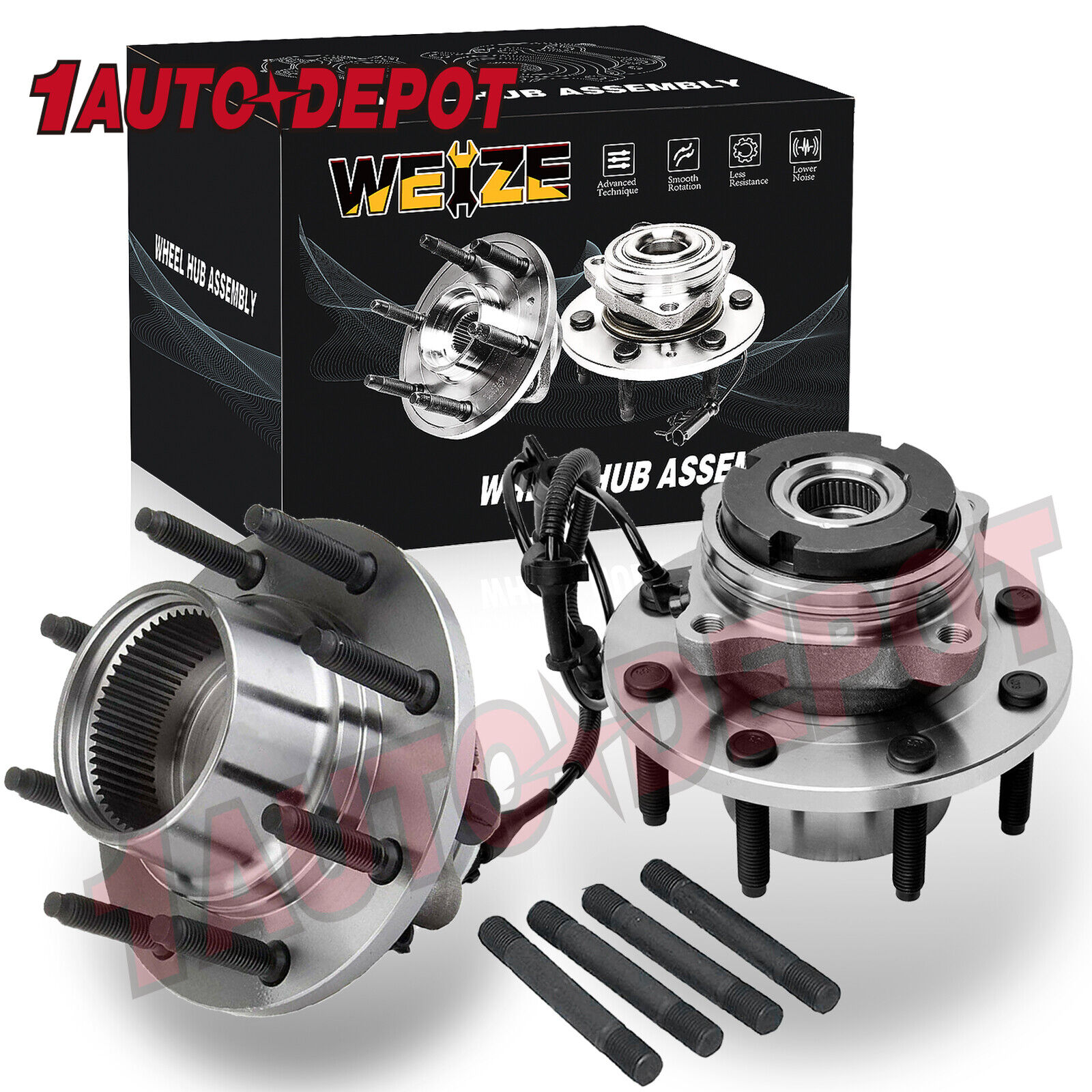 4WD Front Wheel Bearing and Hubs for Ford F-250 F-350 SD 1999-2004 Excursion x 2