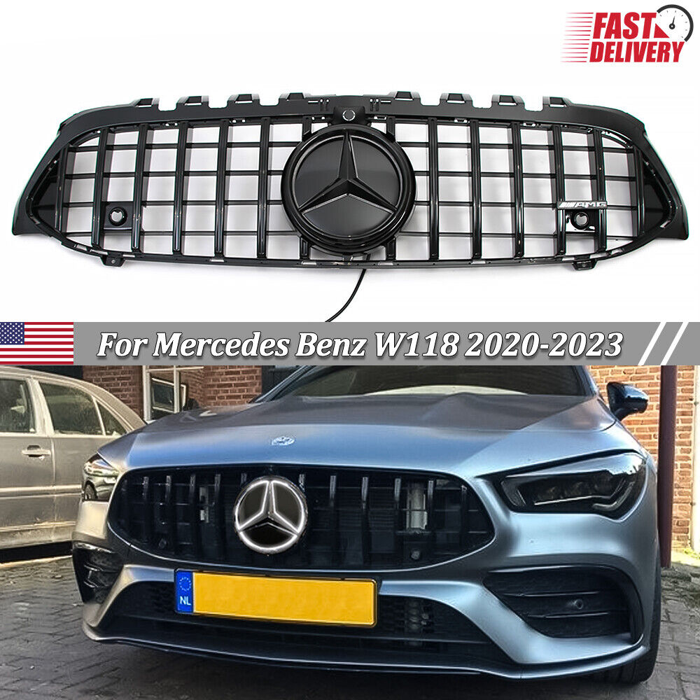 Front Grille W/LED Grill For 2020-2023 Mercedes Benz W118 CLA250 CLA45 AMG Black