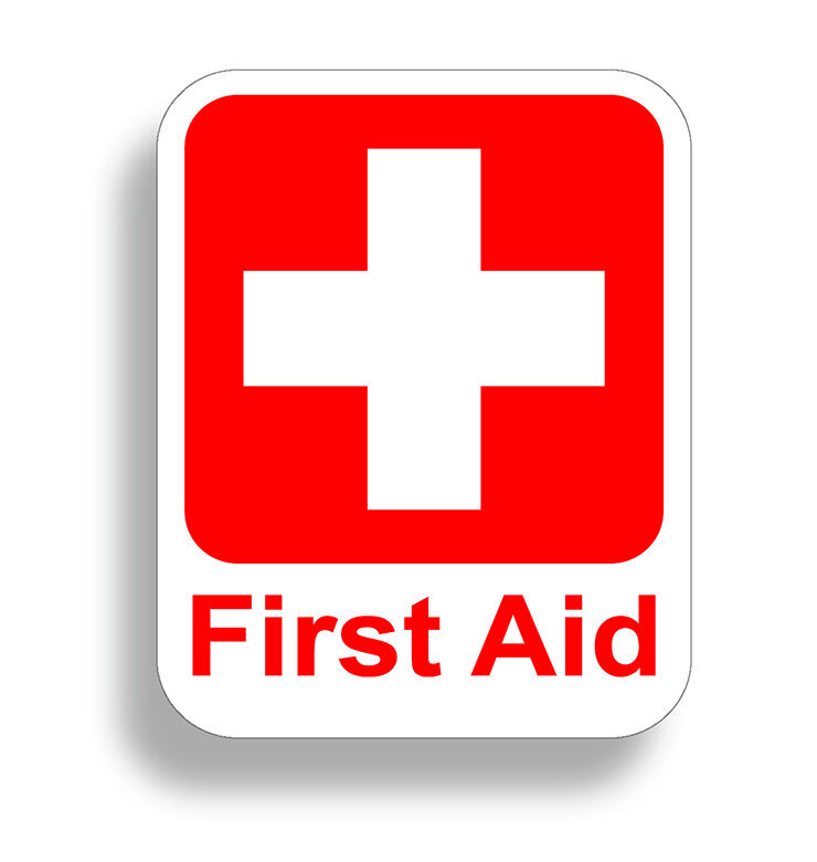 Emergency First Aid Kit Sticker Vinyl Decal Health Safety Red 1st Cross Sign 911