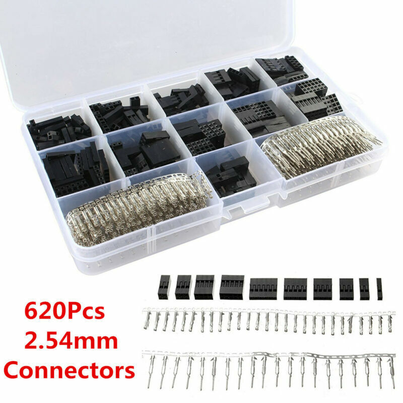 620pc Set Male Female Wire Jumper Pin Header Connector Housing Kit w/ Crimp Pins