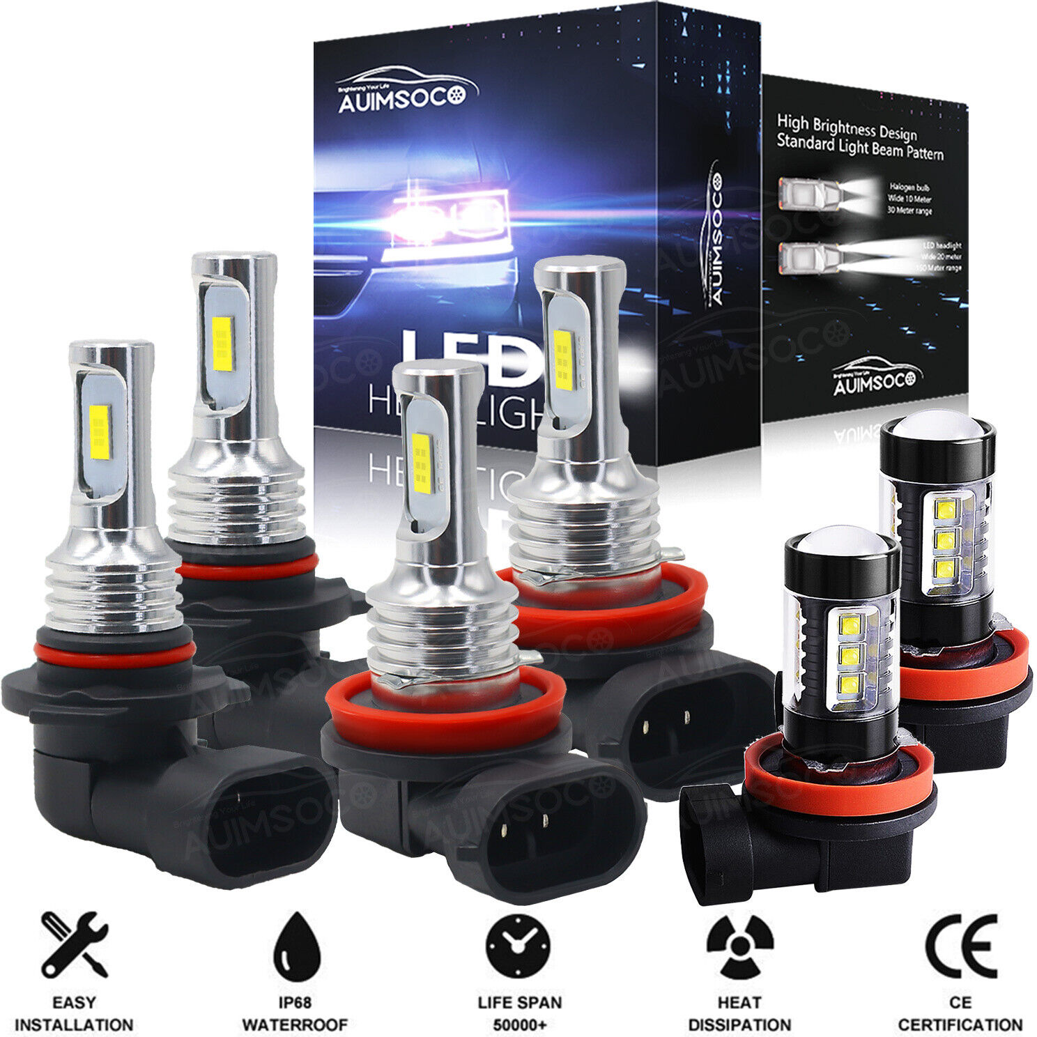 For Toyota 4Runner 2010-2020 LED Headlights Bulbs High/low Beam + Fog Lights HKB