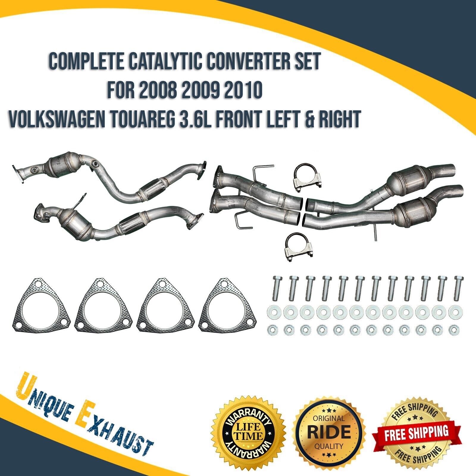 Complete Catalytic Set for 2008-2010 Volkswagen Touareg 3.6L Front Left & Right