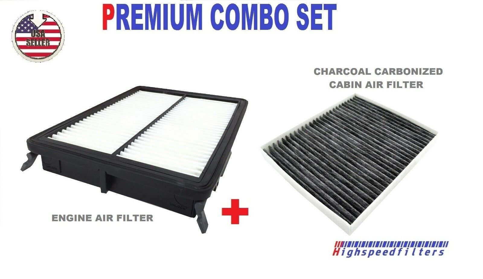 COMBO Air Filter & CHARCOAL Cabin Air filter For 2016-2018 HYUNDAI Sonata HYBRID