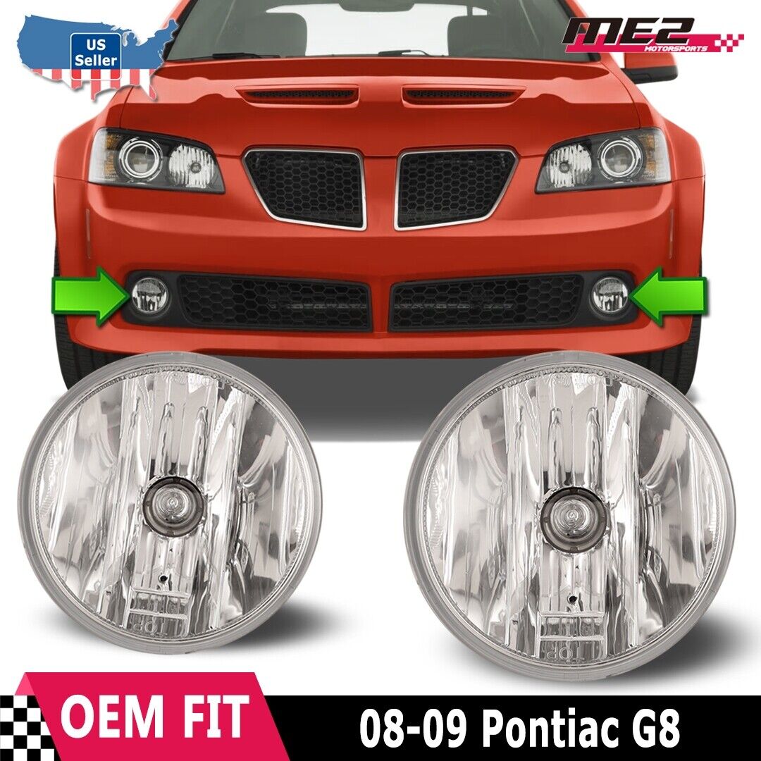 For 08-09 Pontiac G8 Fog lights Clear Bumper Driving Lamps Left + Right Pair