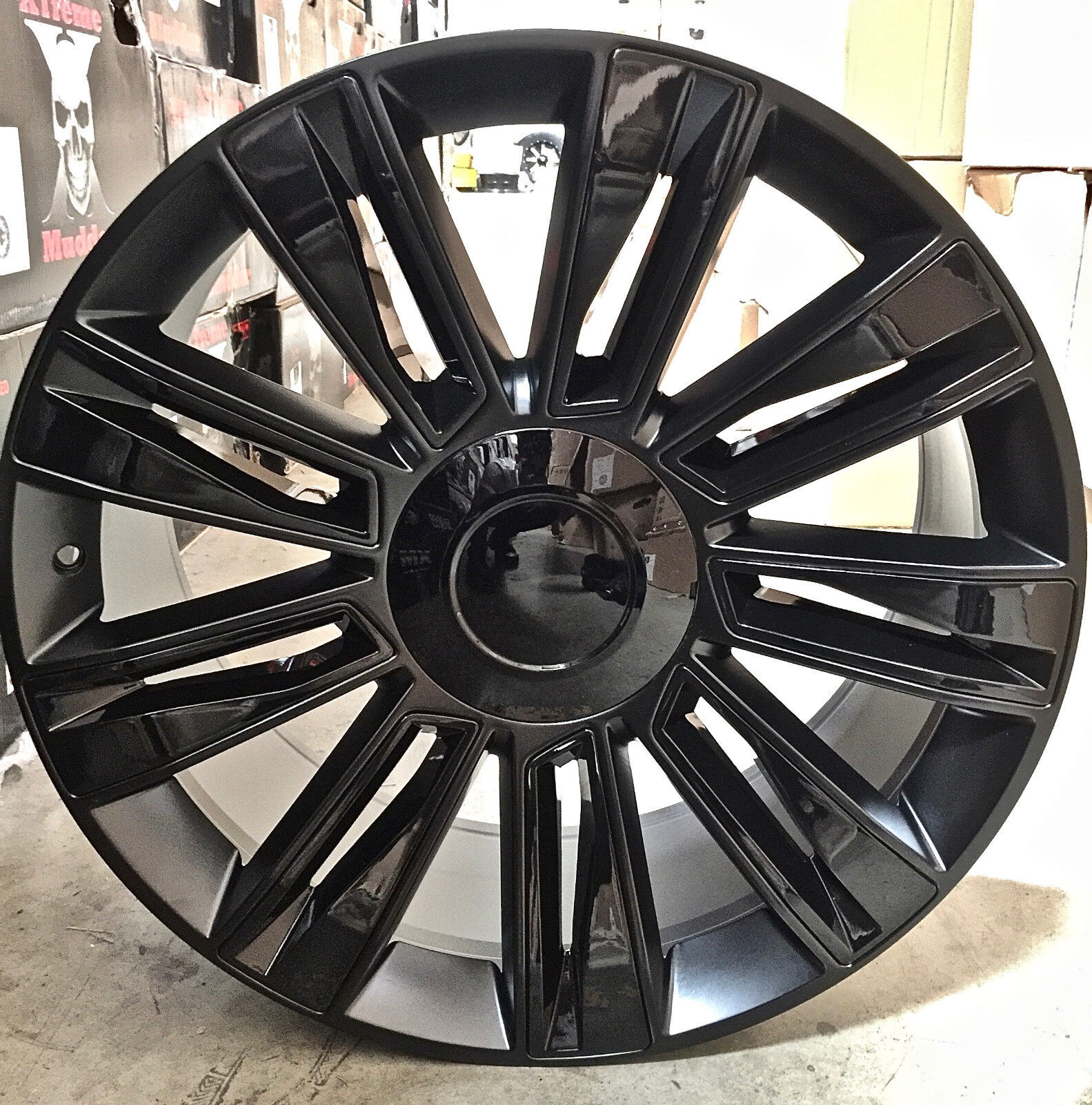 22 Cadillac New Style Rims Satin Black Wheels Tires Fit Escalade ESV GMC Tahoe 