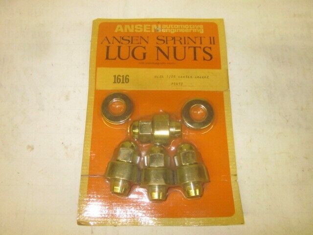 NOS Ansen Sprint II Chrome Lug Nuts #1616 1/2 R Center Insert 1971-80 Ford Pinto