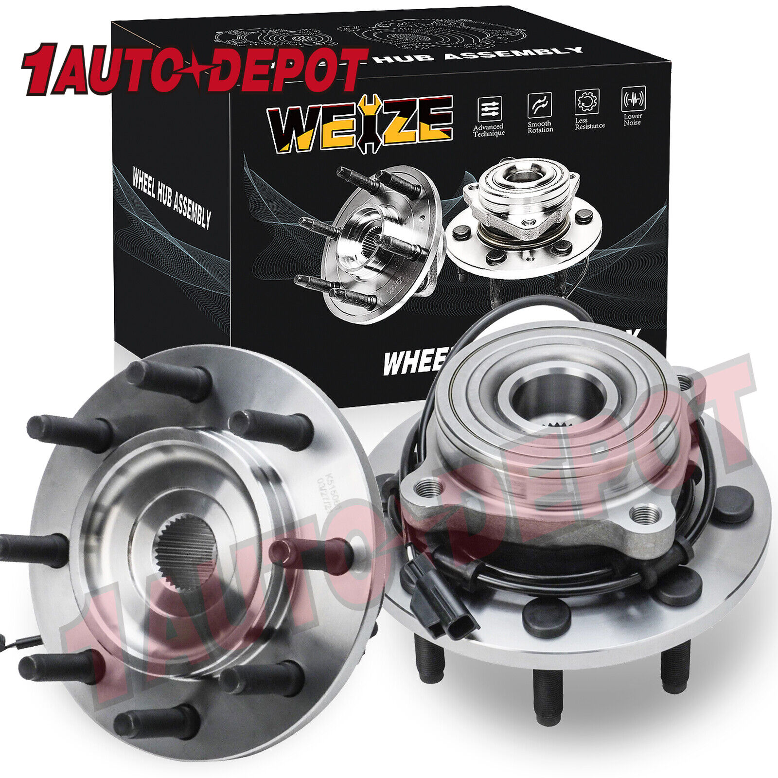4WD Front Wheel Bearing and Hubs for Dodge Ram 2500 3500 2003 2004 2005 8Lug x2