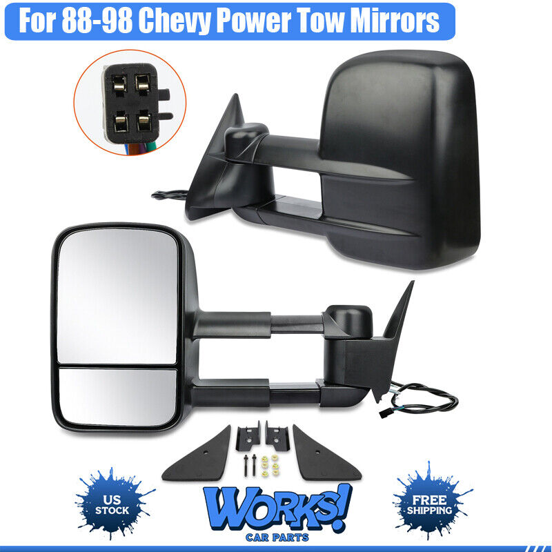 Power Tow Mirrors For 88-98 Chevy/GMC C/K 1500 2500 3500 Pickup Pair
