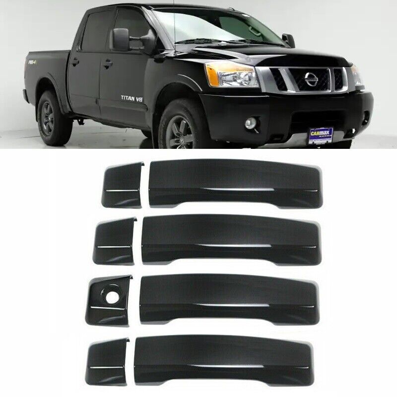 For 2004-2020 Nissan Titan 4PCS BLACK Door Handle Covers Overlay W/O Smartkey