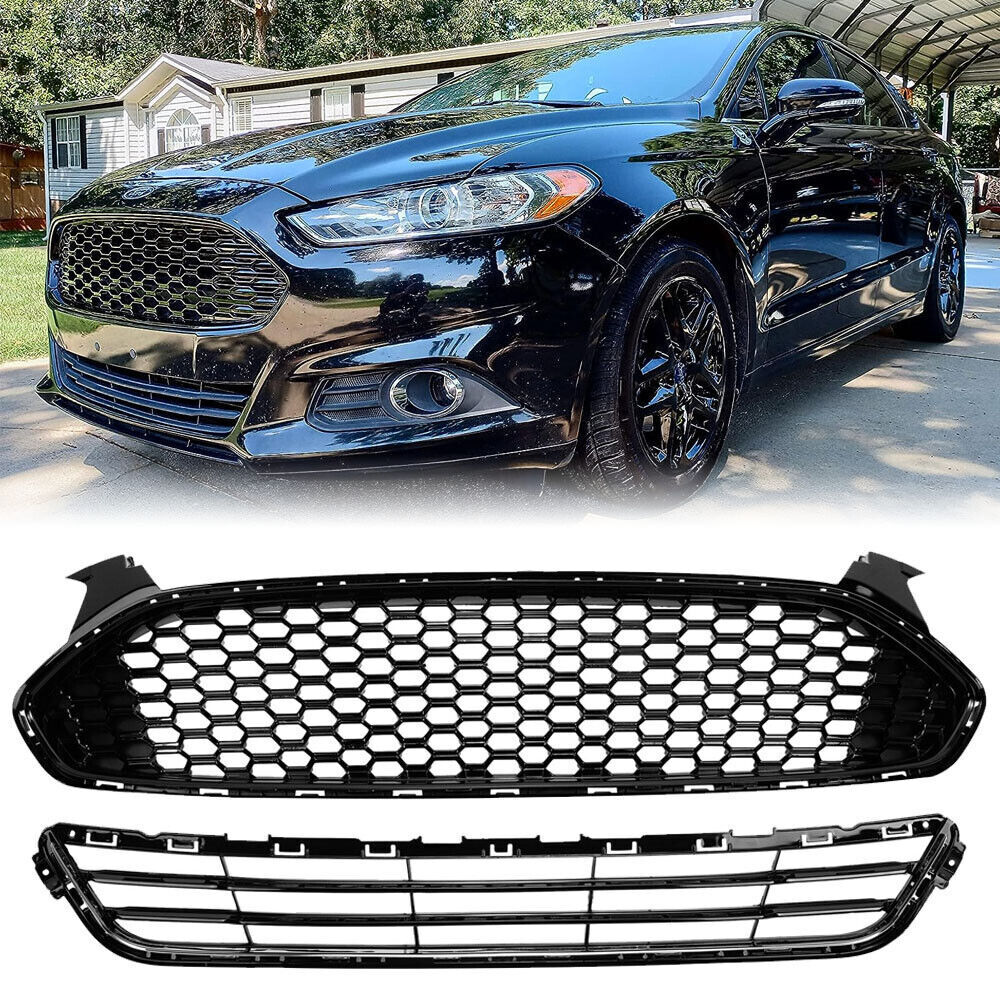 For Ford Fusion 2013 2014 2015 2016 Front Bumper Upper + Lower Grille Grill Kit
