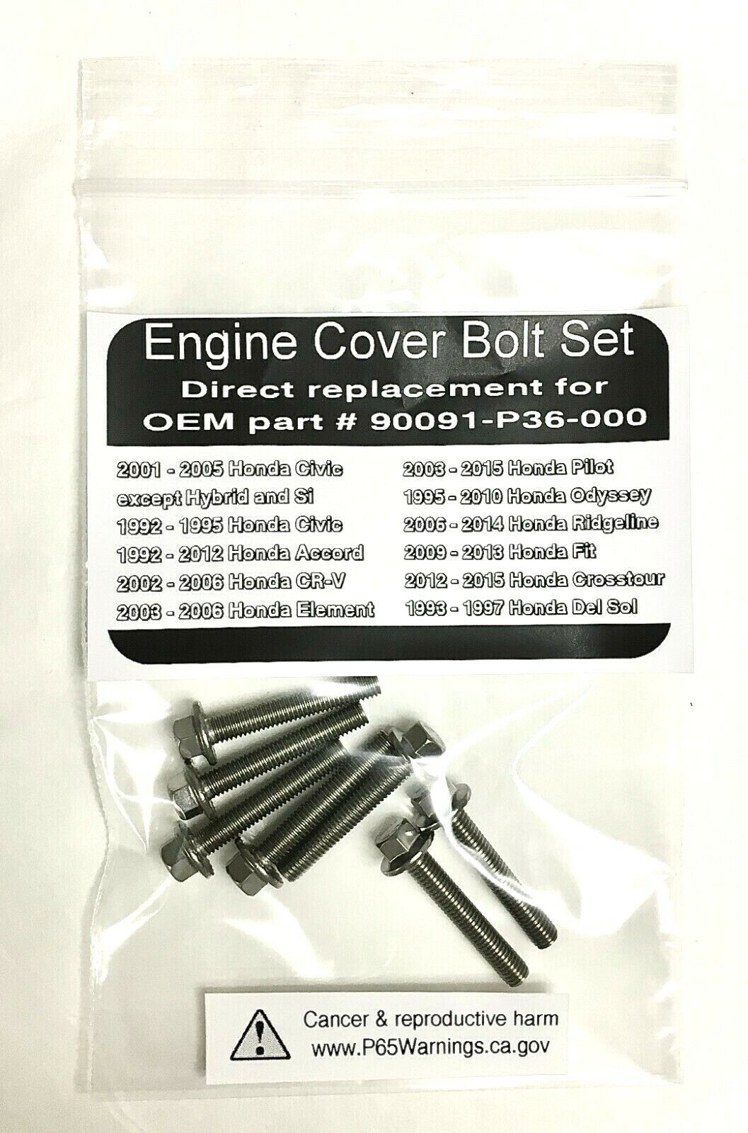 Bolts for Honda Engine Air Filter Box (set of 7) Stainless Steel