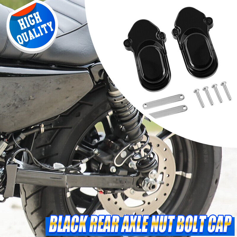 Black Rear Axle Cover Nut Bolt Cap Fits For Harley Sportster XL883 1200 2005-14