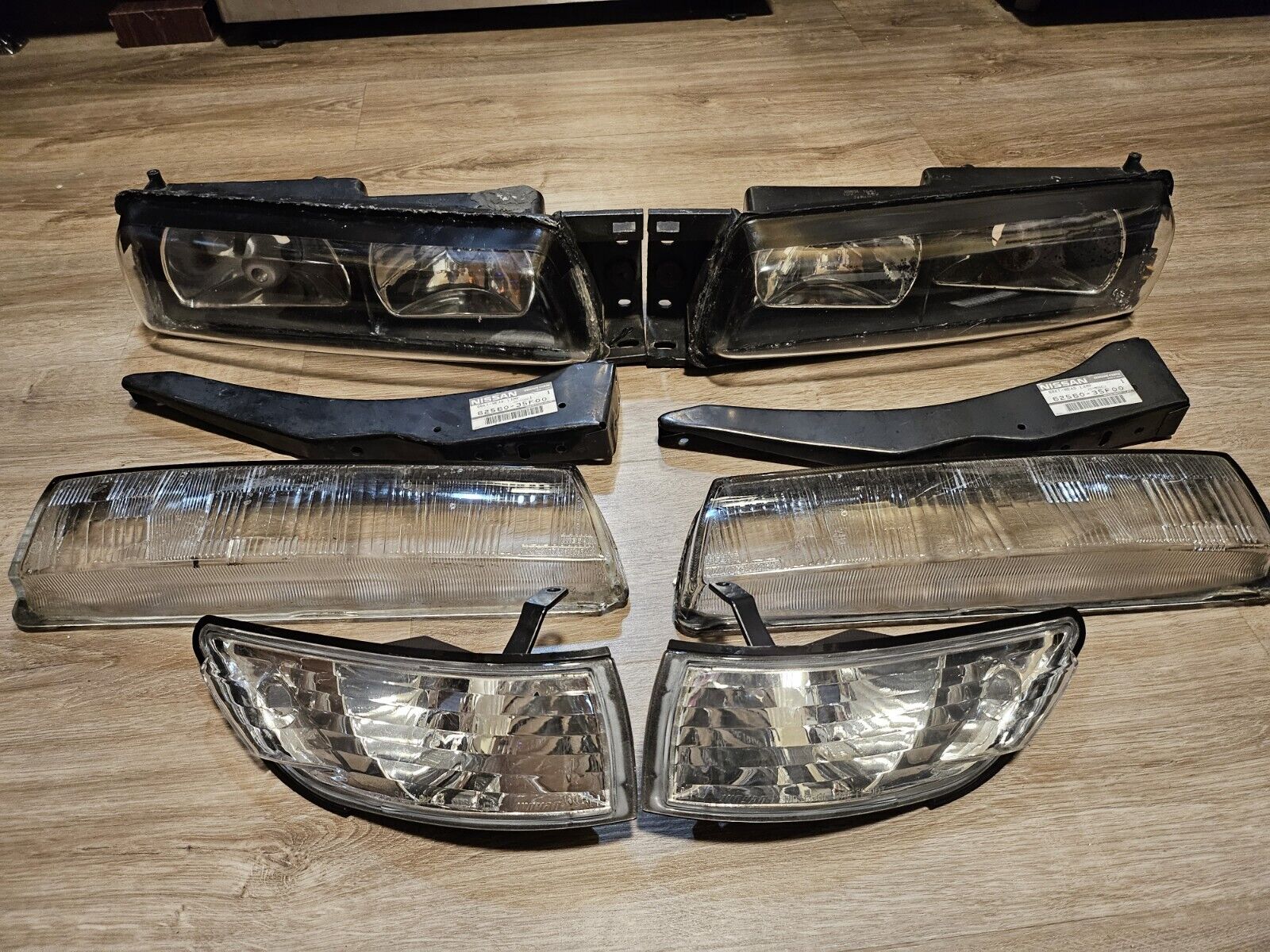 Nissan SILVIA 240SX S13 Bricks Square Headlights Corner Lamps Lenses & Brackets 