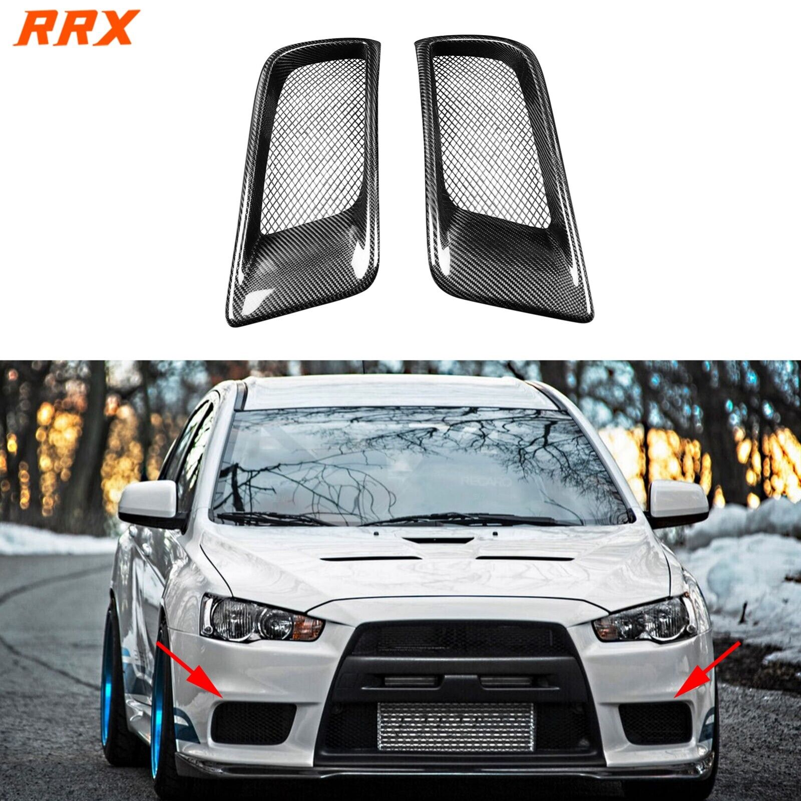 Carbon Fiber Front Bumper Air Duct Intake Cover For Mitsubishi Lancer EVO X 10th