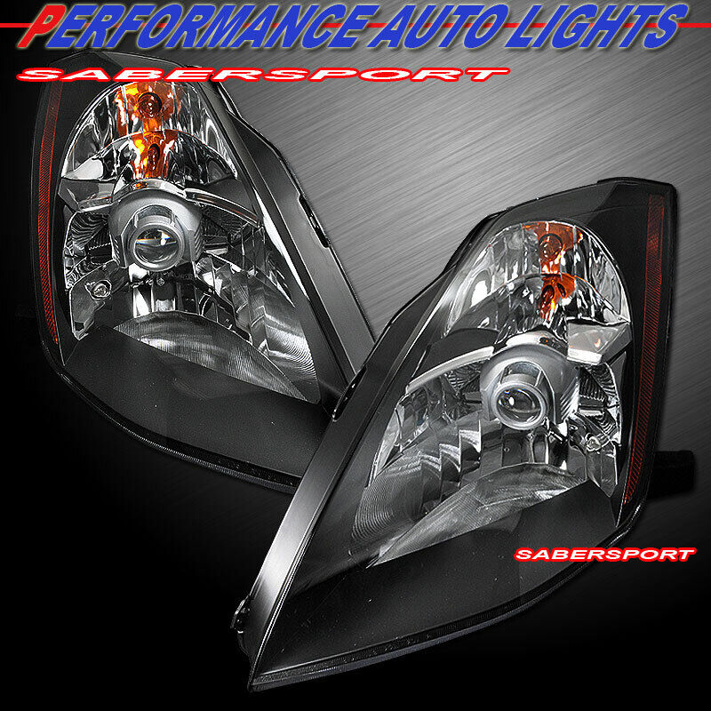 Set of Pair Black Headlights (Halogen Version) For 2003-2005 Nissan 350Z Base