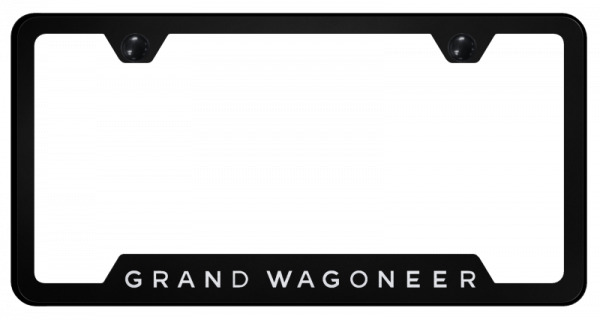 Jeep Grand Wagoneer Black Finish Notched License Plate Frame Official Licensed
