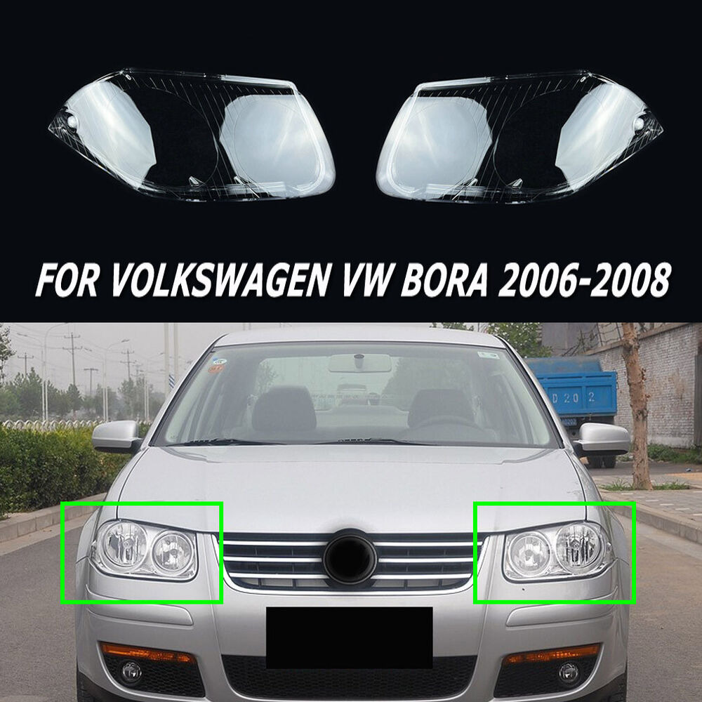 For Volkswagen VW Bora 2006-2008 Pair Headlight Cover Transparent Headlamps Lens