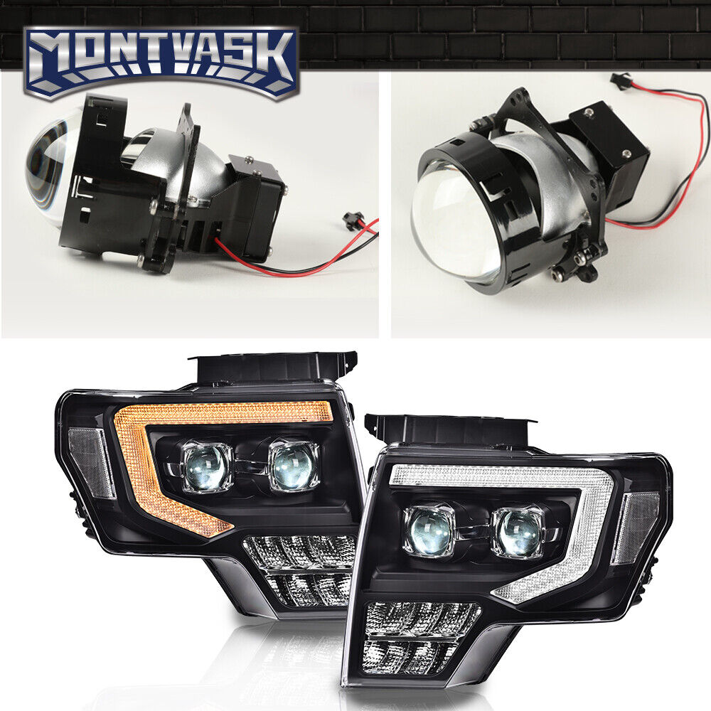 Clear/Black LED Projector Headlights Headlamp Fit For 2009-2014 Ford F150 Pickup