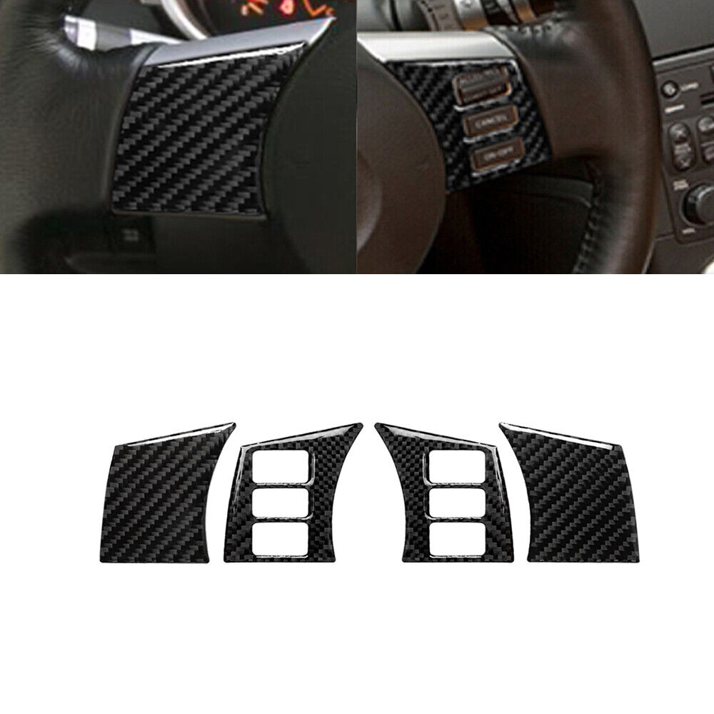 4Pcs Carbon Fiber Interior Steering Wheel Panel Cover For Nissan 350Z 2006-2009