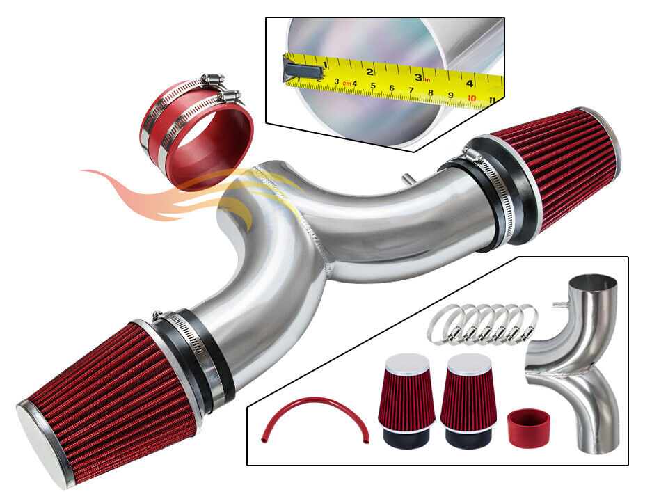 BCP RED 97-00 Corvette C5 5.7 V8 Dual Twin Air Intake System + Filter