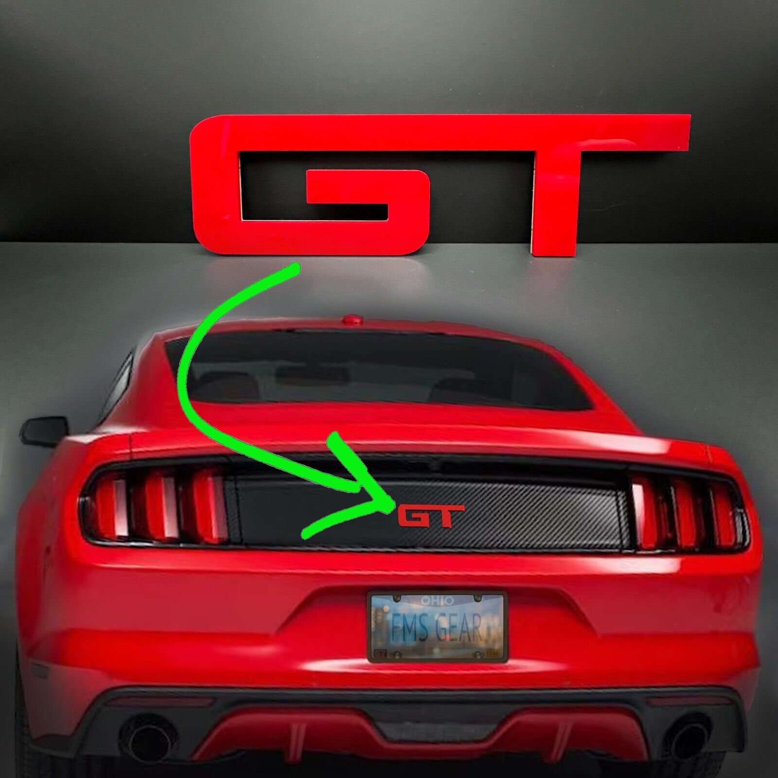 1pc REAR Red GT emblem fits Mustang Deck lid Trunk Coyote logo