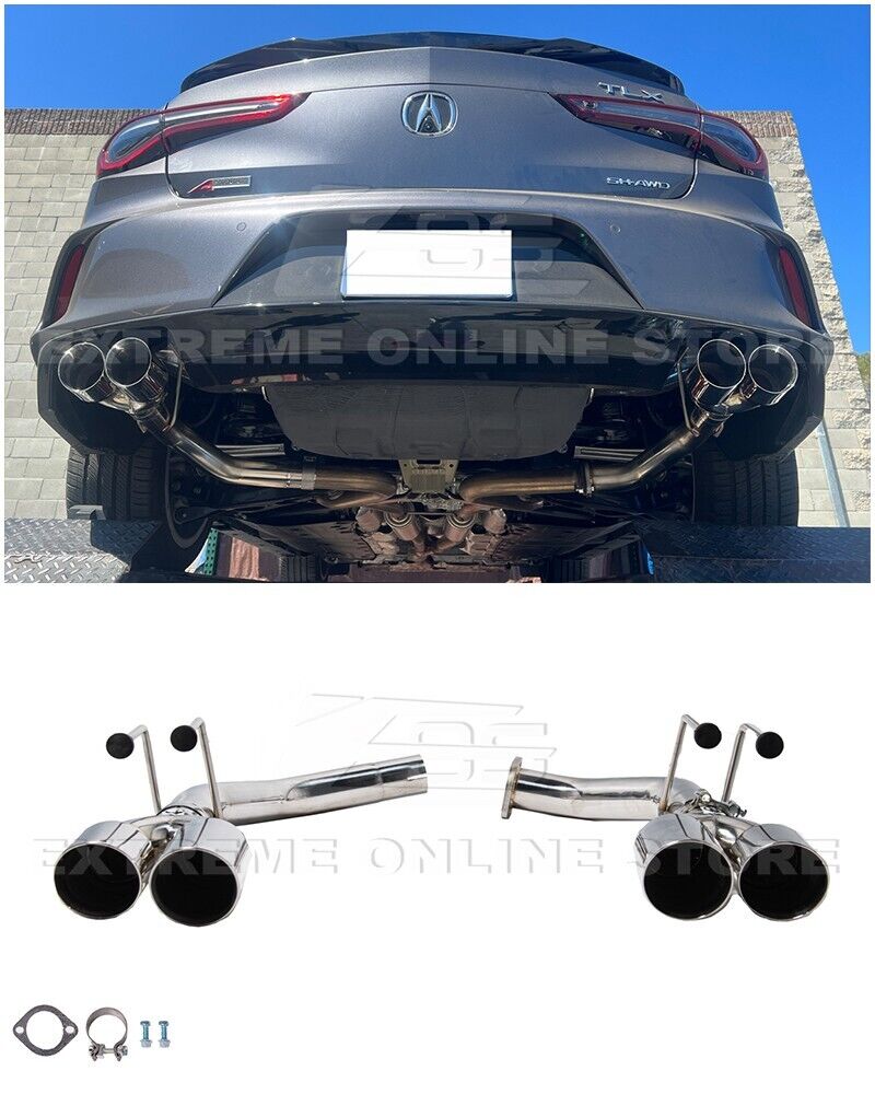For 21-Up Acura TLX Stainless Steel Muffler Delete Quad Tips Axle Back Exhaust