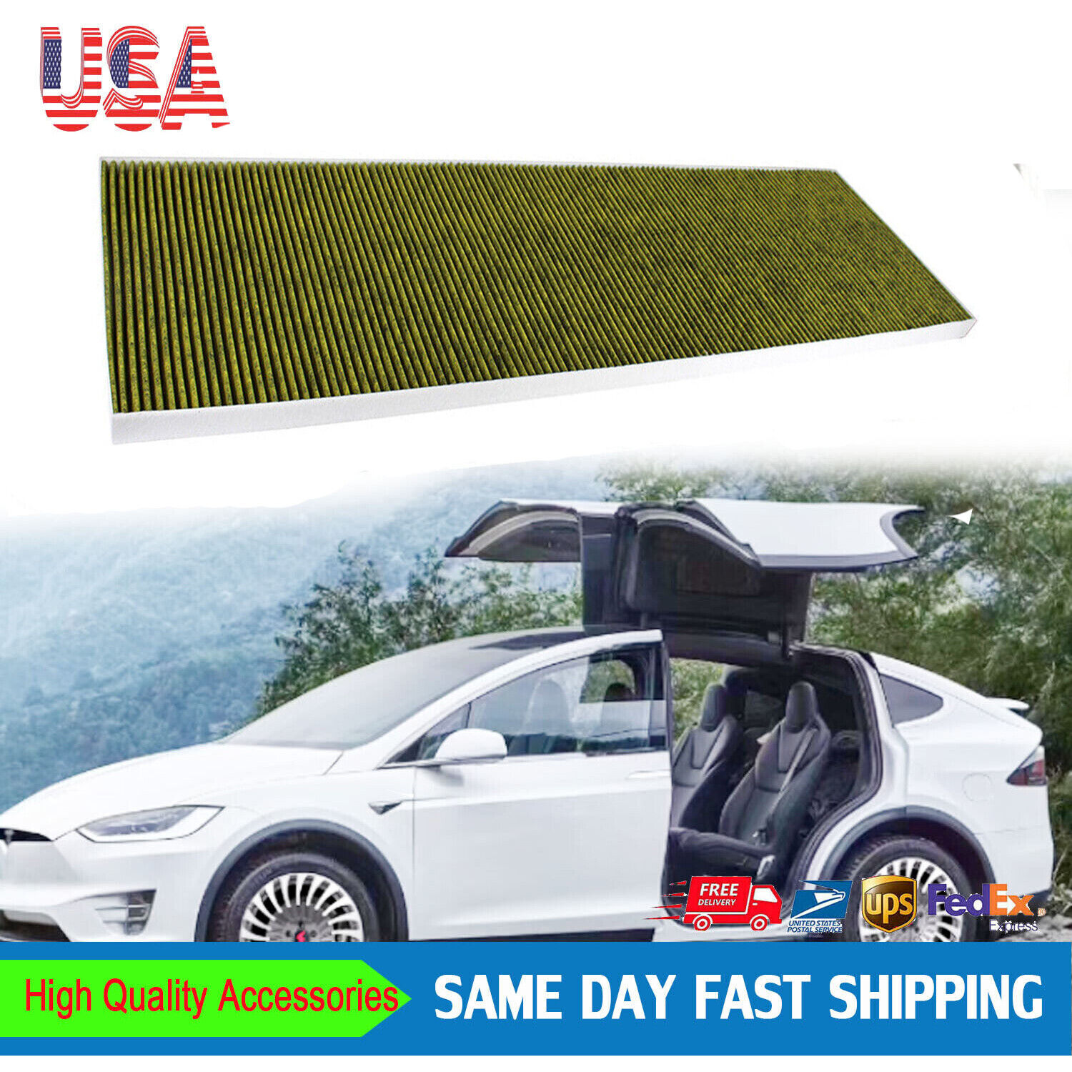 New For 2016 2017 2018 19 2020 Tesla Model X HEPA Front Air Filter 1045566-00-H