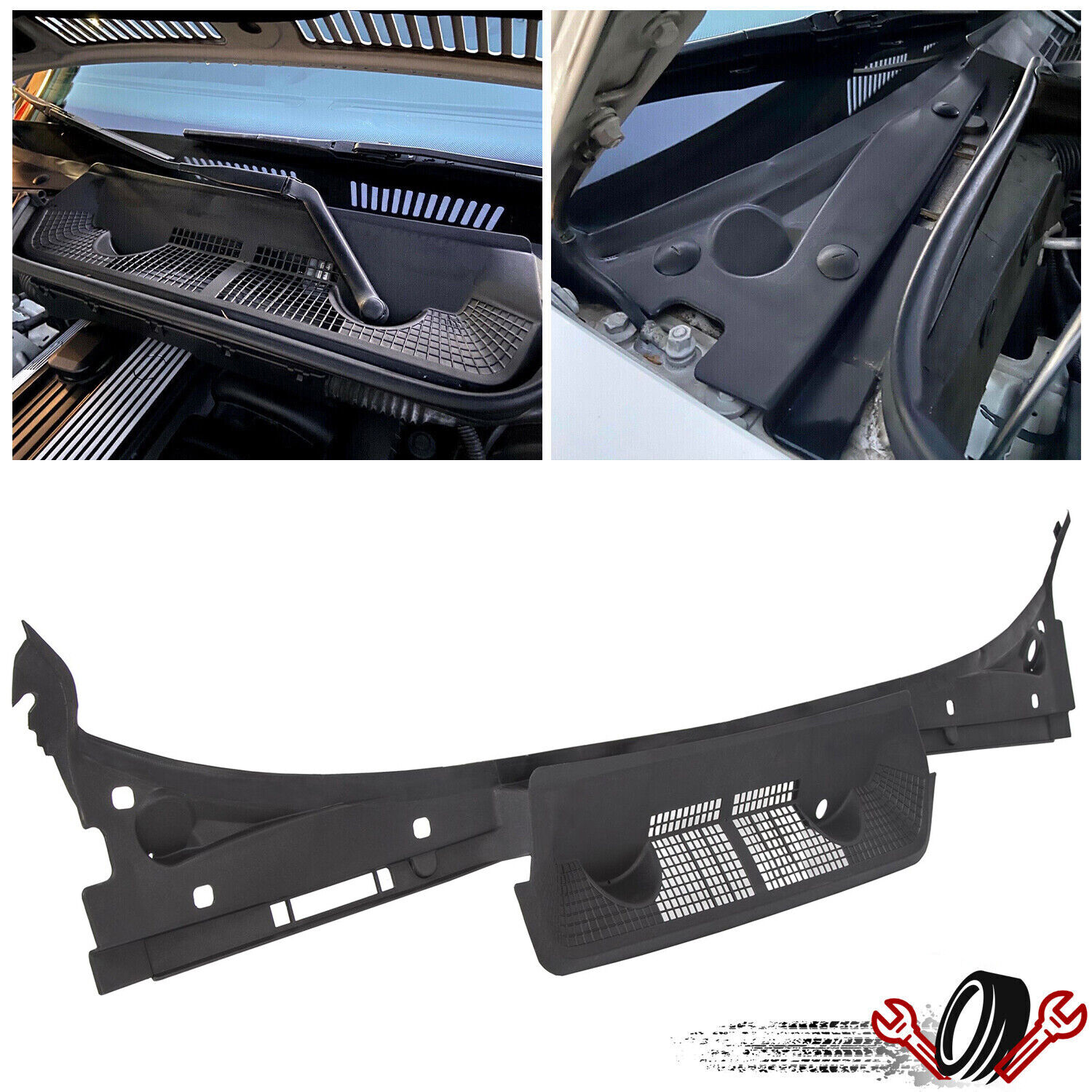 For BMW E36 Windshield Wiper Motor Cover Assembly Hood Cowl Trim Covering