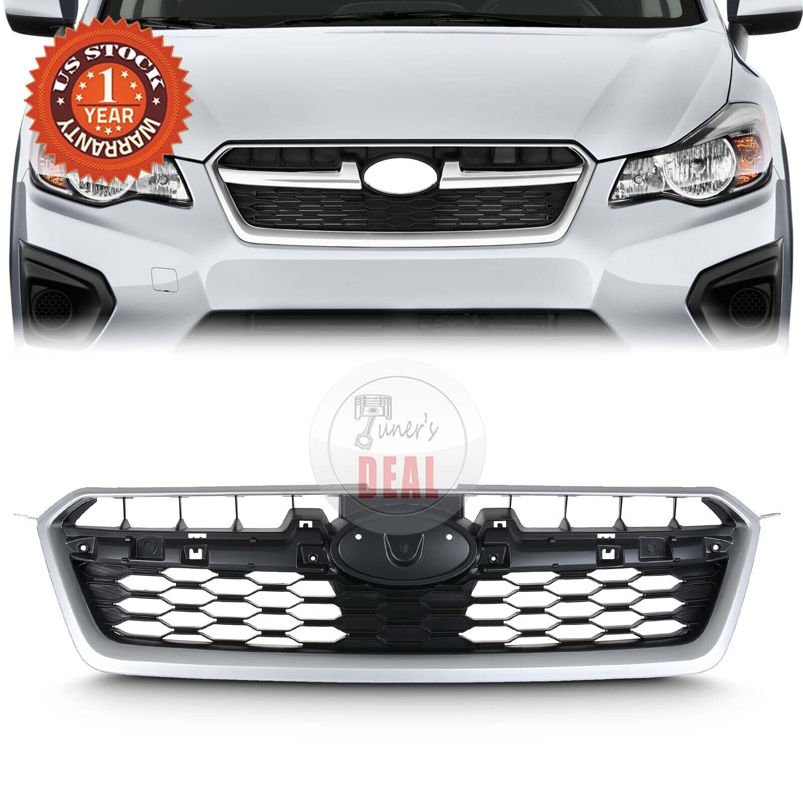 Front Bumer Grille For 2012-2014 Subaru Impreza Silver Shell w/ Black Insert