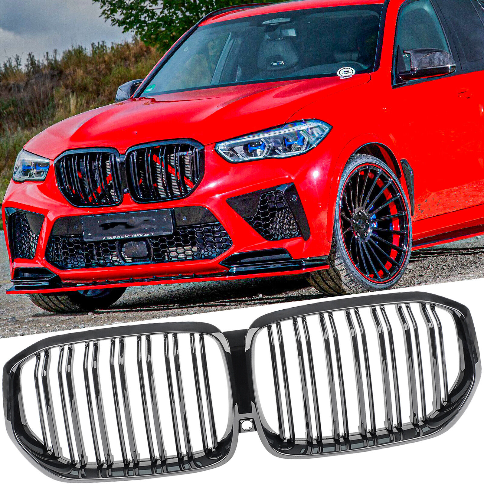 For 2019-2023 BMW X5 X5M G05 Front Grill Kidney Grille Double Slats