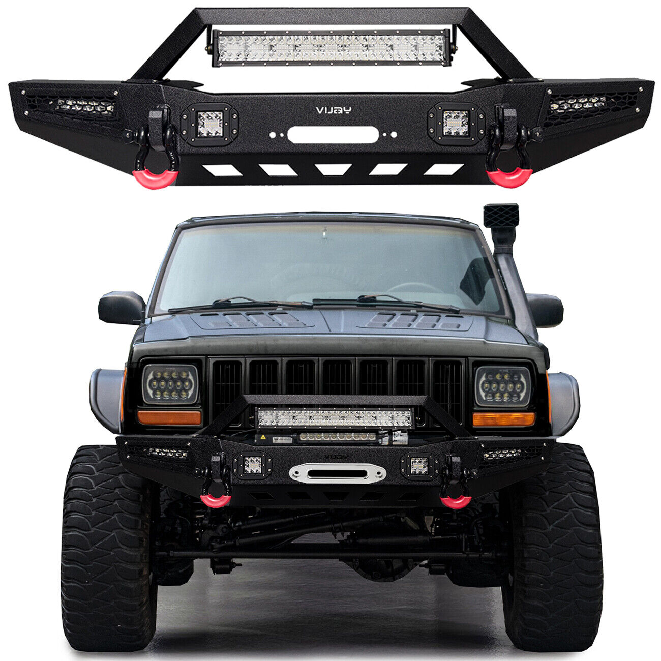 Vijay For 1984-2001 Cherokee XJ Front or Rear Bumper with Tire Carrier and Light