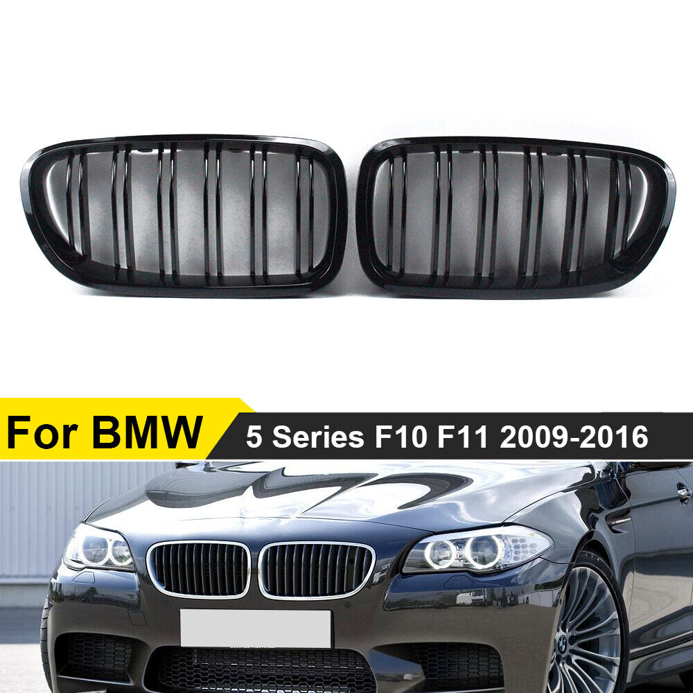 Glossy Black Dual Slats Front Grill for BMW 5 Series F10 F11 550i 535i 2009-2016