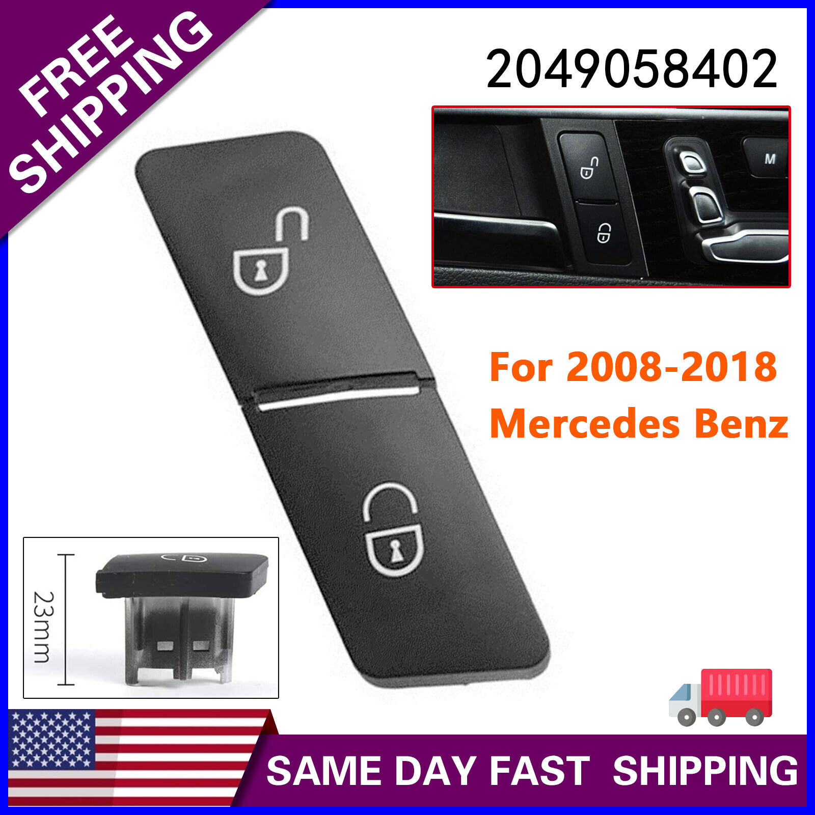 Door Lock Switch Button Front Left Hand Side For 2008-18 Mercedes Benz W204 W212