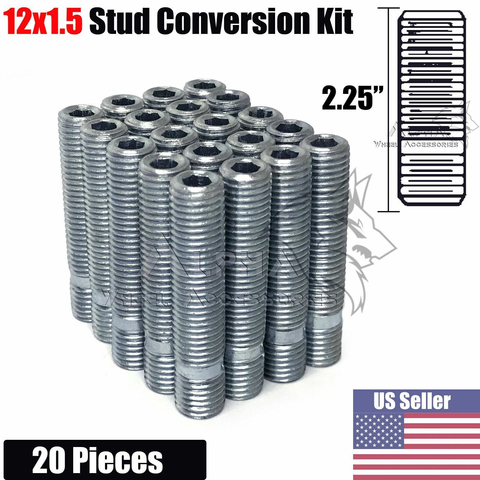 20Pc Wheel Stud Conversion Kit 12x1.5 To 12x1.5 Extended Stud 2.25\