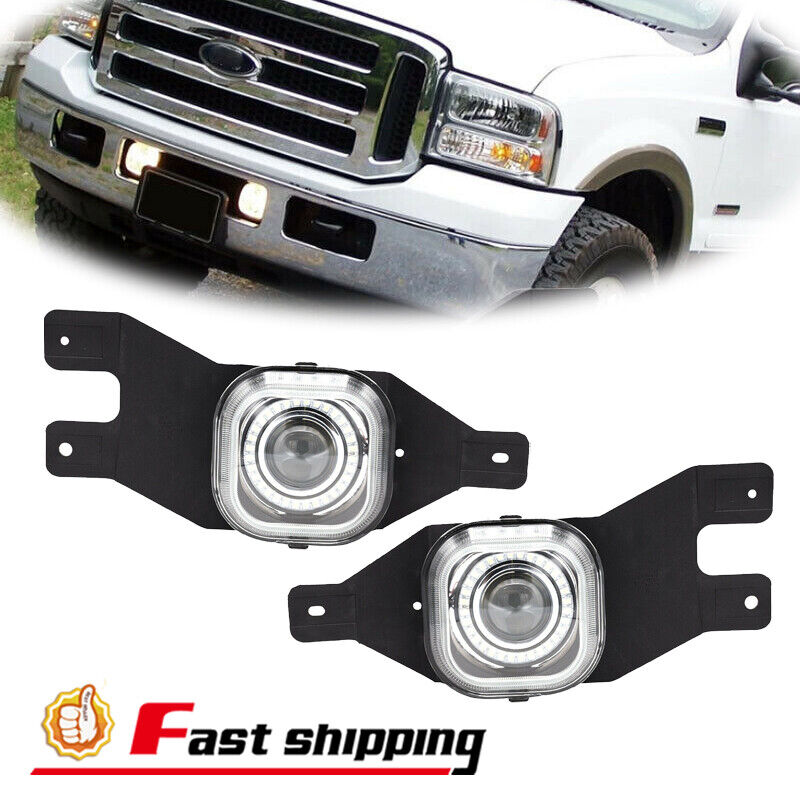 For 1999-04 Ford F250 350 Excursion Bumper Projector LED Fog Lights Driving Lamp