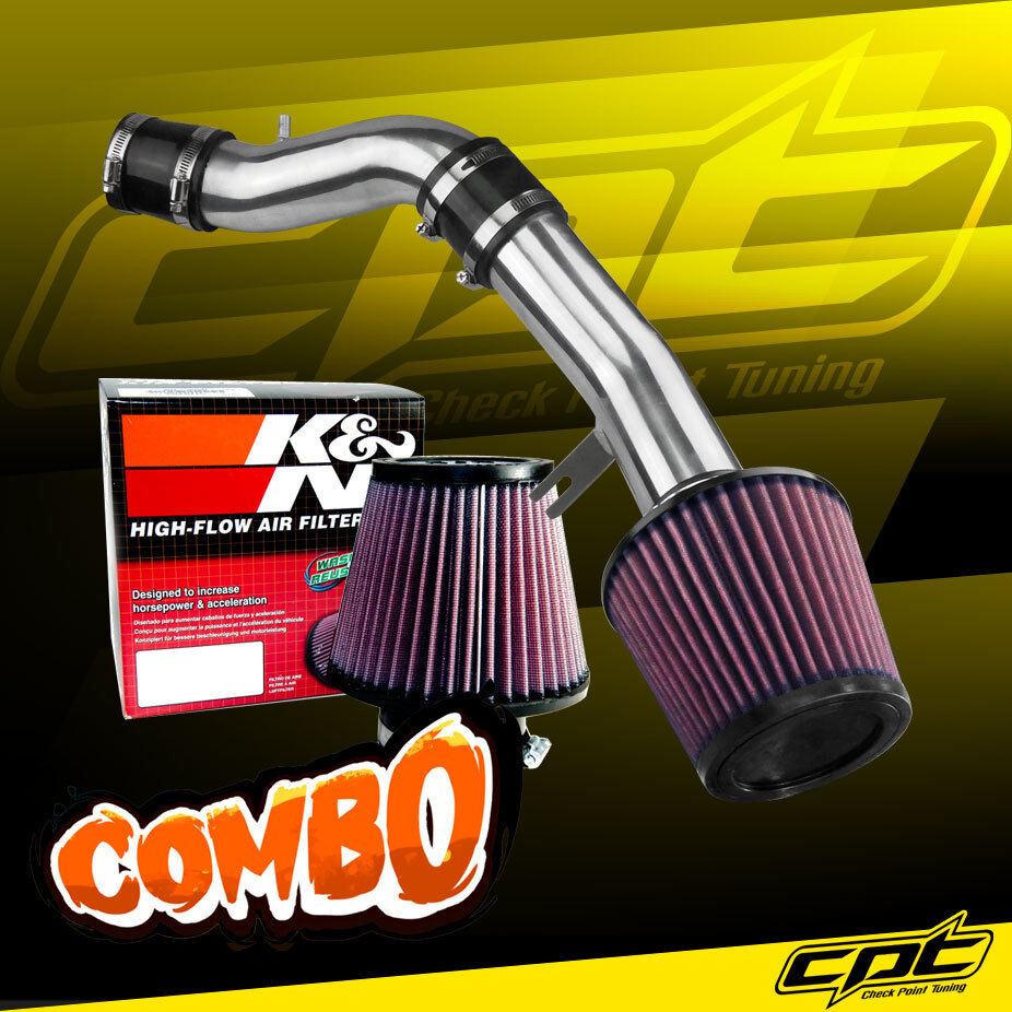 For 12-17 Accent 1.6L 4cyl Polish Cold Air Intake + K&N Air Filter