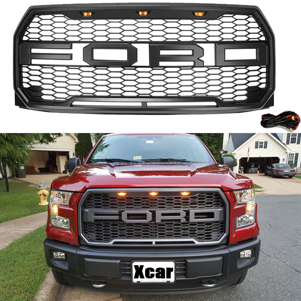 For 2015 2016 2017 Ford F150 F-150 Grill  Raptor Style Front Bumper Grille Black