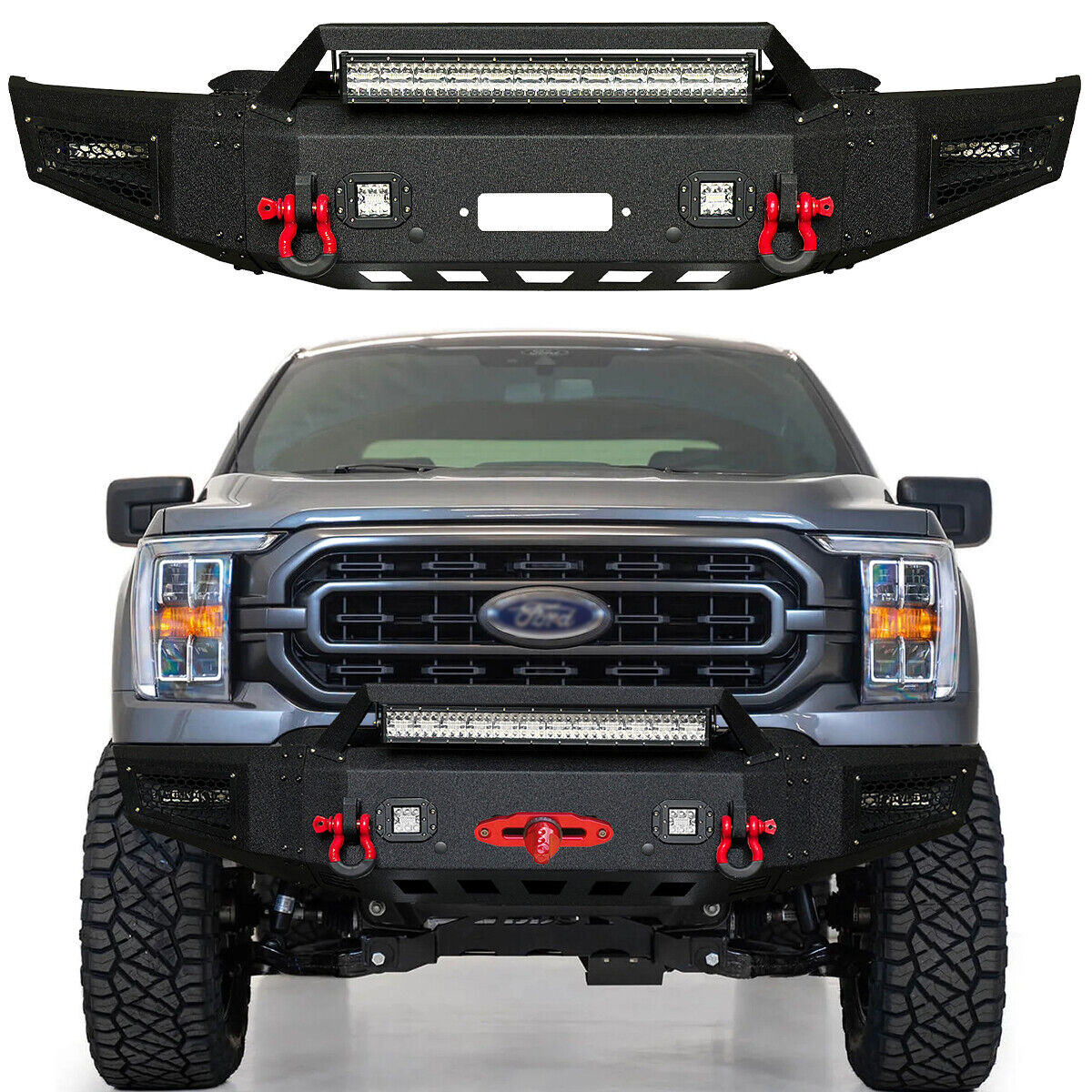 Vijay For 2021-2023 Ford F150 Steel Front or Rear Bumper with LED Lights