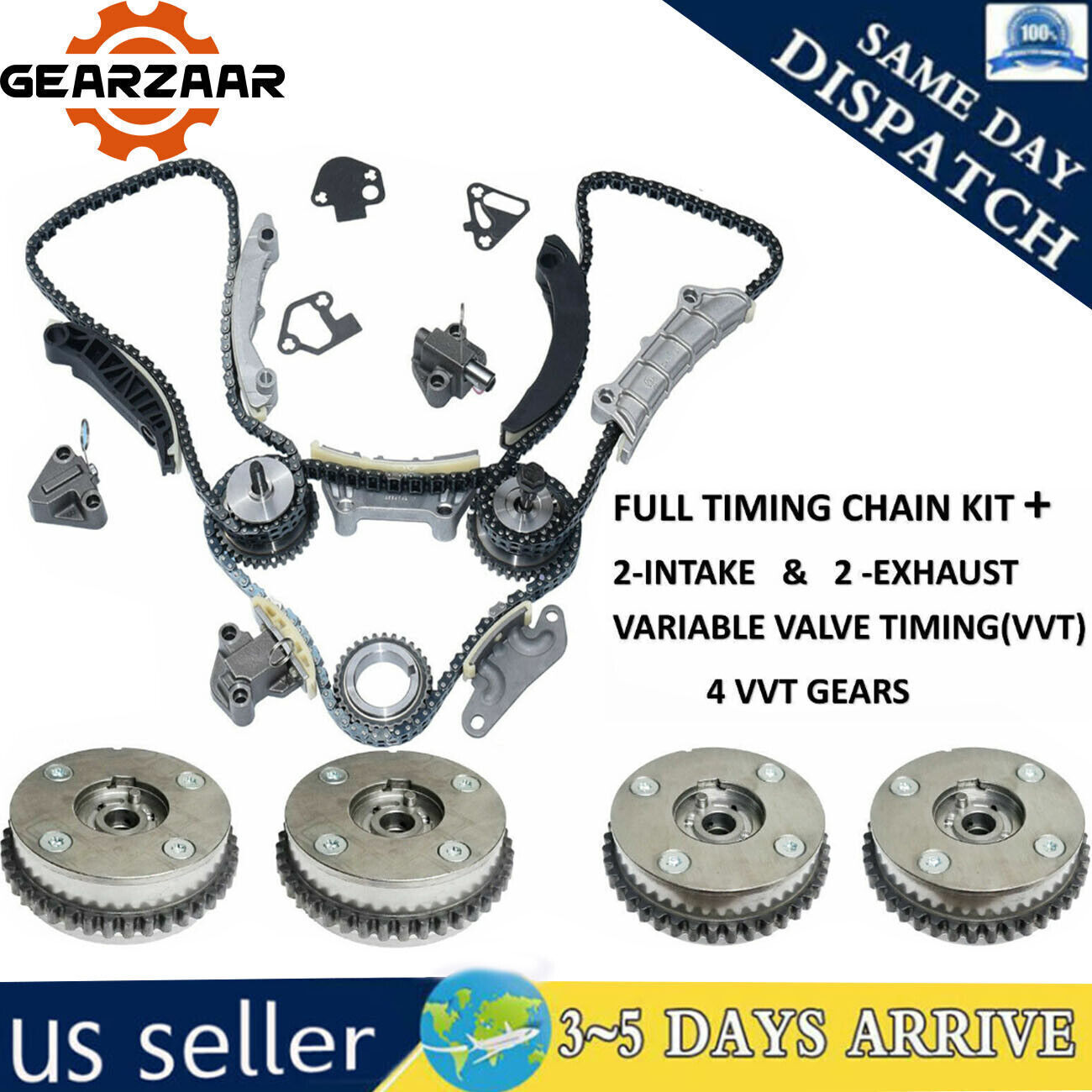 COMPLETE KIT TIMING CHAIN+ 4VVT CAM PHASER INT& EXH for 3.03.6L EQUINOX CTS SRX